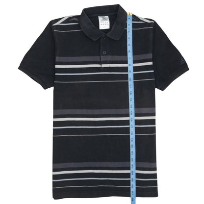 Adidas Men's Black Striped Cotton Polo Shirt M