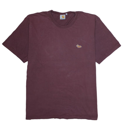 Carhartt Men’s Burgundy Duck Logo T-Shirt XXL Cotton Crew Neck
