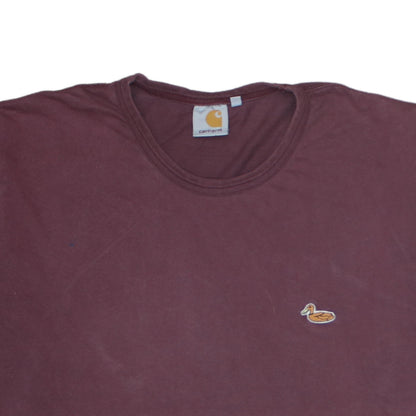 Carhartt Men’s Burgundy Duck Logo T-Shirt XXL Cotton Crew Neck