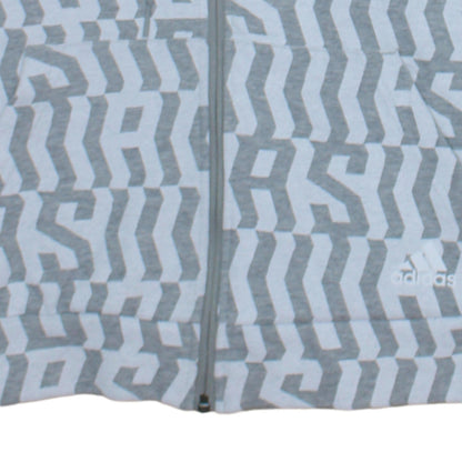 Adidas Women Grey White Full Zip Hoodie Size S 8-10 Geometric Print