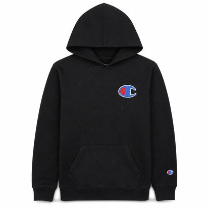 Champion Boys Black Pullover Hoodie L Cotton Blend Logo Athletic Sweatshirt