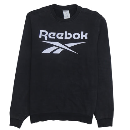 Reebok Men Black M Pullover Sweatshirt Crew Neck Logo Fleece