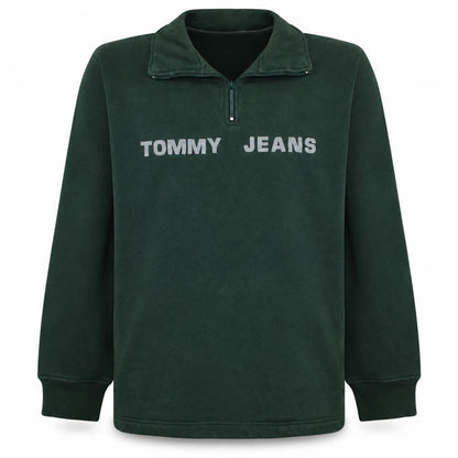 Tommy Jeans Women's Green 1/4 Zip Pullover Sweatshirt Size S
