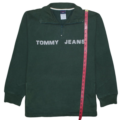 Tommy Jeans Women's Green 1/4 Zip Pullover Sweatshirt Size S