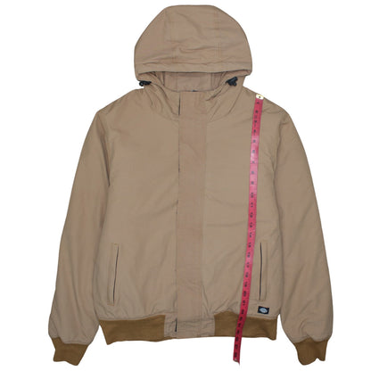 Dickies Men's Beige Hooded Bomber Jacket Medium Polyamide Lined Workwear