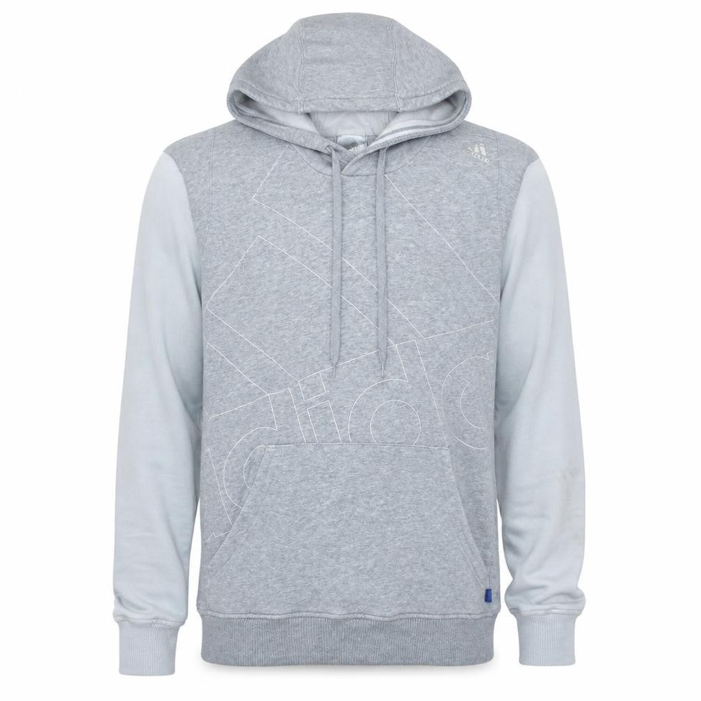 Front view of adidas Men's Grey Pullover Hoodie M Regular Fit Sportswear