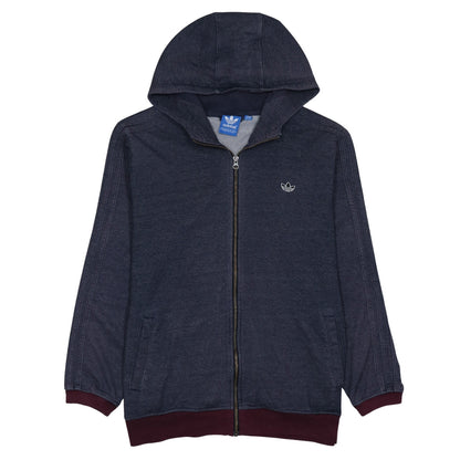 Adidas Men's Blue XL Full Zip Hoodie with Logo Detail