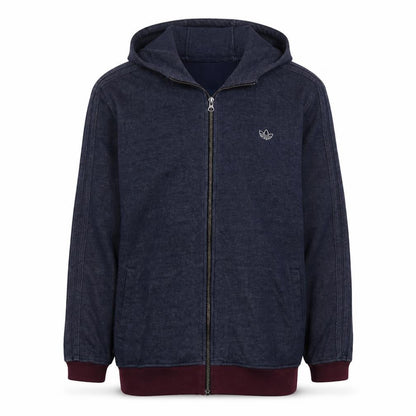 Adidas Men's Blue XL Full Zip Hoodie with Logo Detail