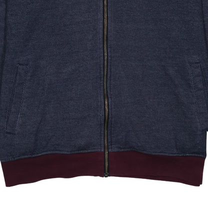 Adidas Men's Blue XL Full Zip Hoodie with Logo Detail