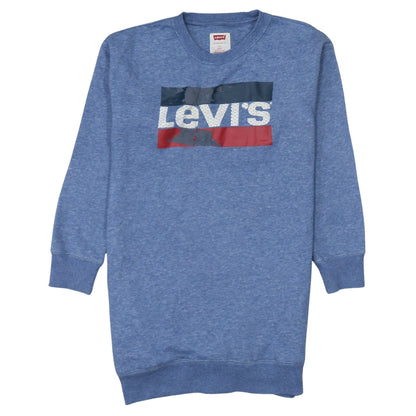 Levi's Girls Blue Graphic Logo Long Sleeve T-Shirt Dress Size 10 Years