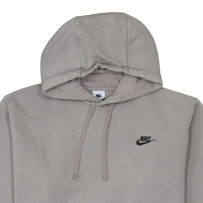 Nike Men Beige Pullover Hoodie L Fleece Logo Sportswear