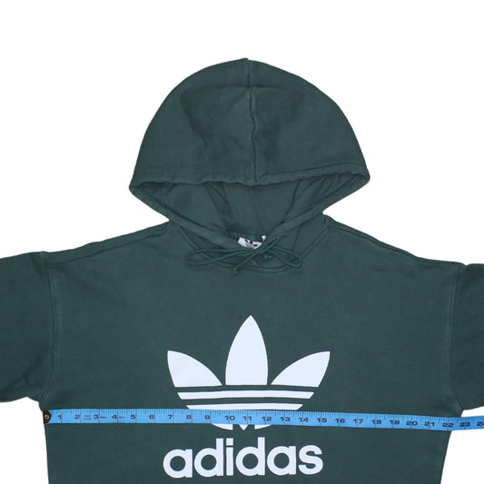 Adidas Womens Green Trefoil Logo Pullover Hoodie Size 10