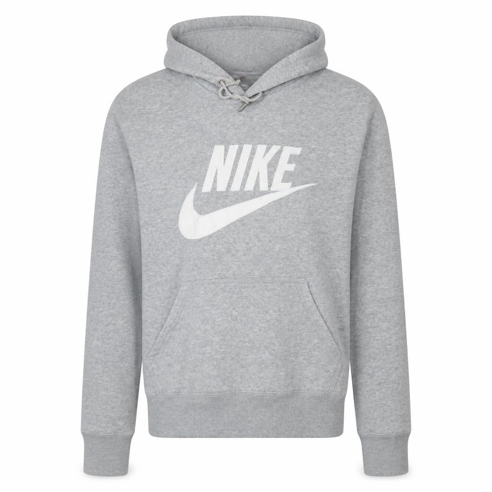 Nike Mens Grey Pullover Hoodie M Sportswear Logo Fleece