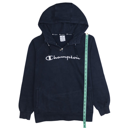 Champion Women Navy Blue 1/4 Zip Hooded Sweatshirt Size L