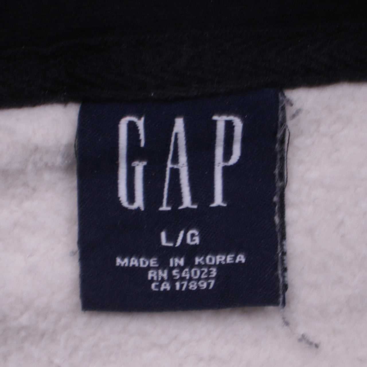 GAP Men's Black Beige Pullover Hoodie Size L Fleece Cotton Blend