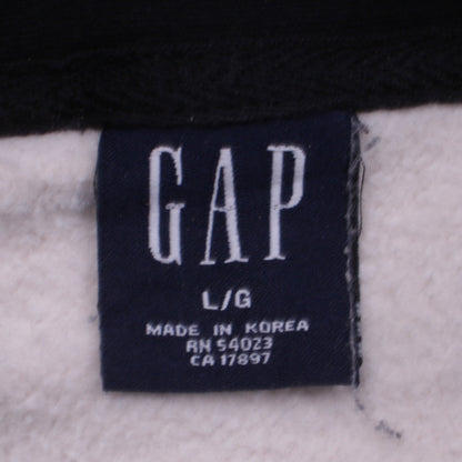 GAP Men's Black Beige Pullover Hoodie Size L Fleece Cotton Blend
