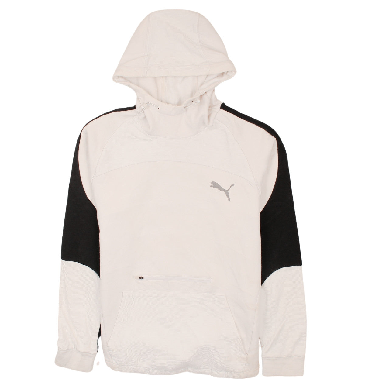 Puma Men's Beige Pullover Hoodie L Logo Sportswear