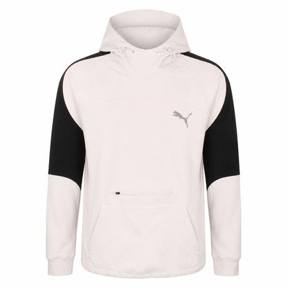Puma Men's Beige Pullover Hoodie L Logo Sportswear
