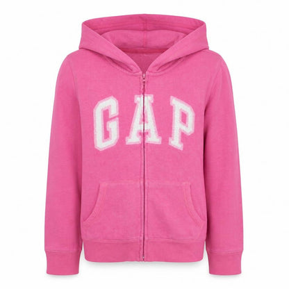 Gap Girls Pink Full Zip Hoodie Size 14-16 Years Logo Sequin Casual Sweatshirt