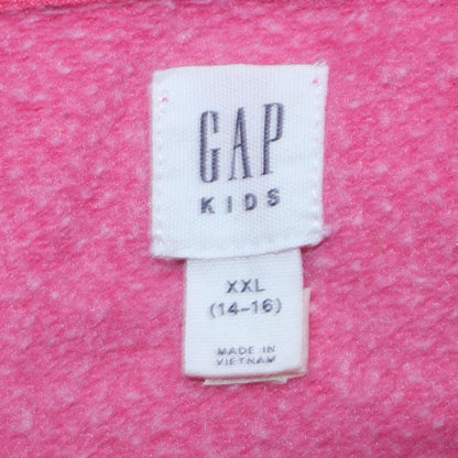 GAP Girls Pink Full Zip Hoodie Size 14-16 Years Logo Sequin Casual Sweatshirt