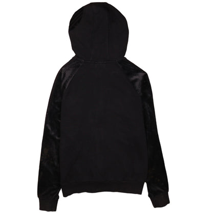 Adidas Womens Black Full Zip Hoodie Size 10 Velour Trim