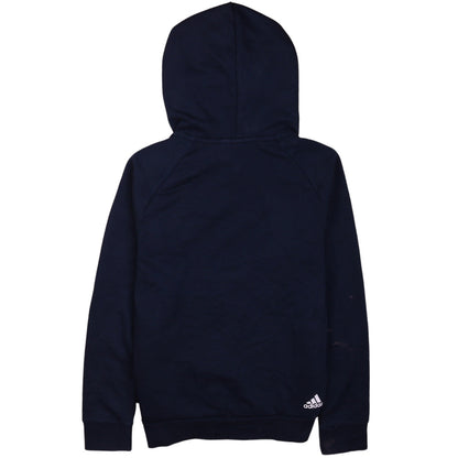 Adidas Womens Navy Blue Pullover Hoodie S Logo Print Sportswear