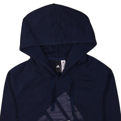 Adidas Womens Navy Blue Pullover Hoodie S Logo Print Sportswear