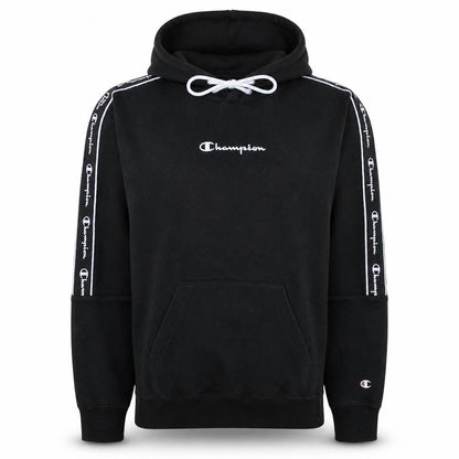 Champion Men's Black Small Pullover Hoodie with Logo Trim