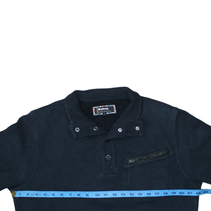 Barbour Men's Blue Henley Sweatshirt L Fleece Cotton Blend