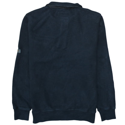 Barbour Men's Blue Henley Sweatshirt L Fleece Cotton Blend
