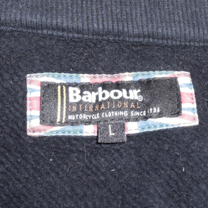 Barbour Men's Blue Henley Sweatshirt L Fleece Cotton Blend