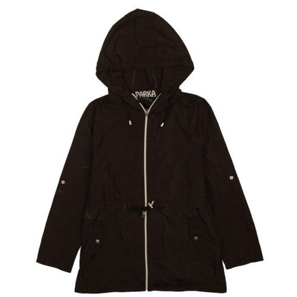 Parka In A Pocket Men’s Black Hooded Lightweight Water Resistant Parka Jacket Small