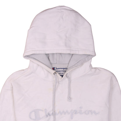 Champion Men's White Pullover Hoodie Medium Embroidered Logo