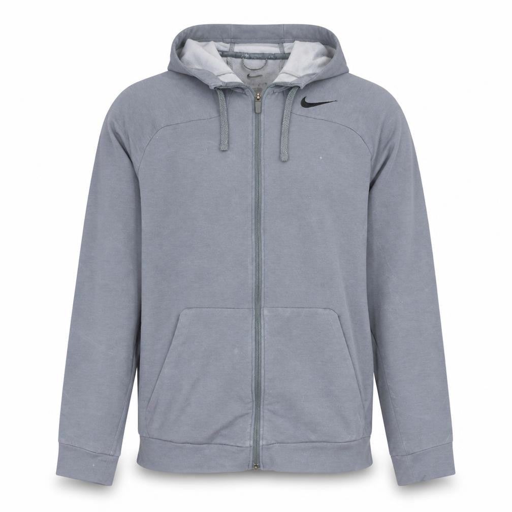 Front view of Nike Men's Grey Dri-FIT Full Zip Hoodie XL Sportswear