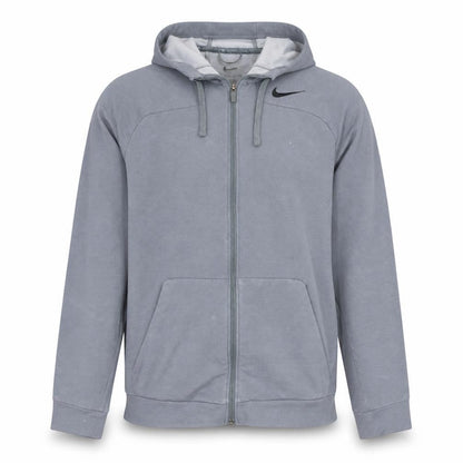 Front view of Nike Men's Grey Dri-FIT Full Zip Hoodie XL Sportswear