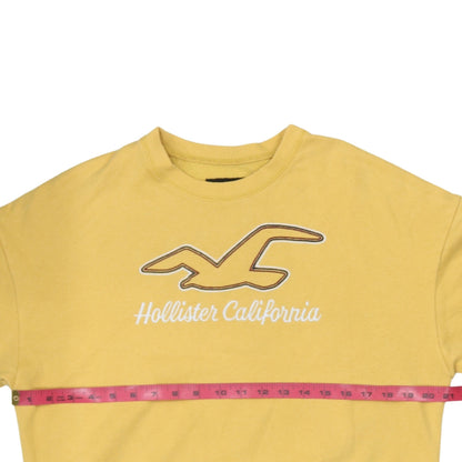 Hollister Women Yellow Crew Neck Pullover Sweatshirt M