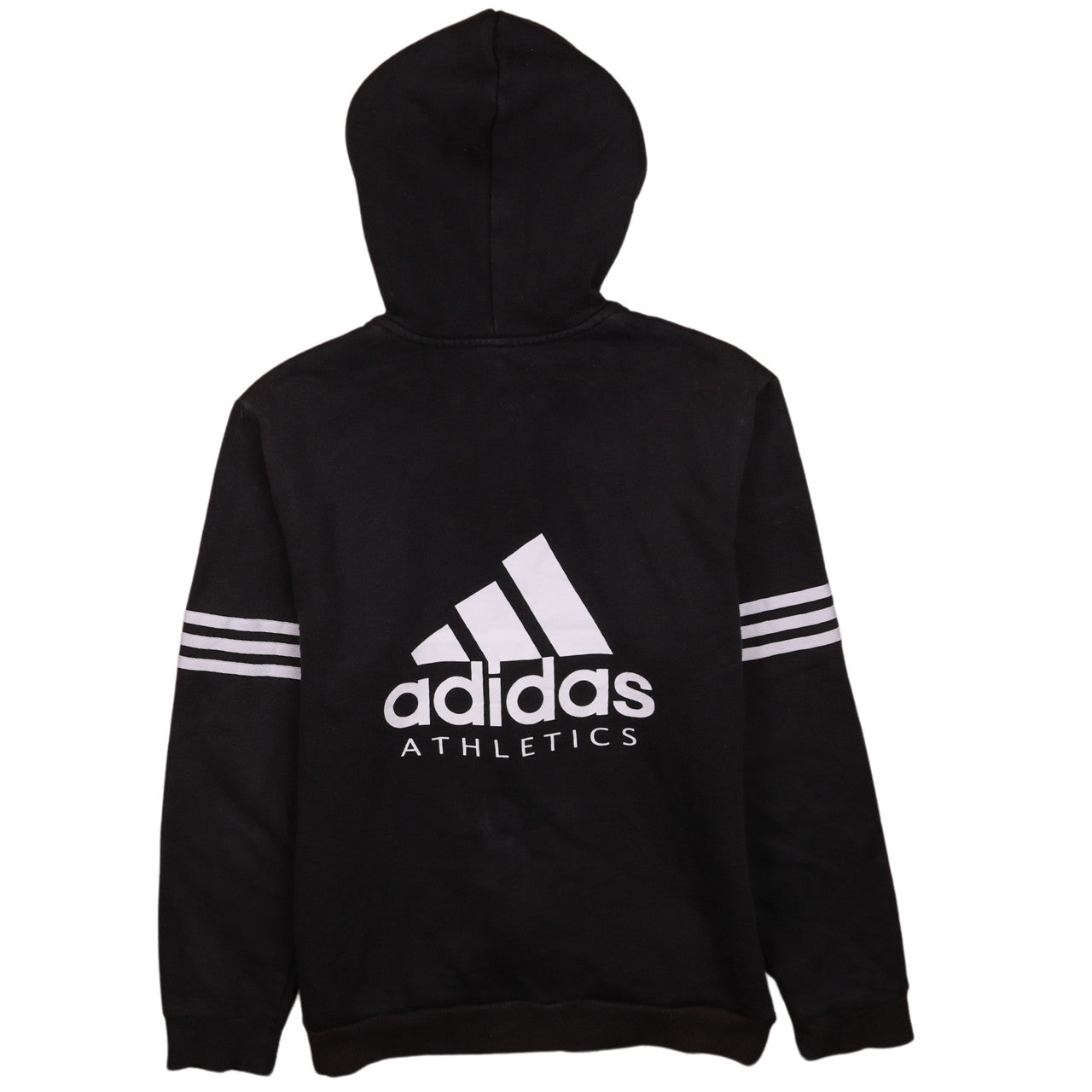 Adidas Boys Black Full Zip Hoodie 13-14 Years Sportswear Logo Print