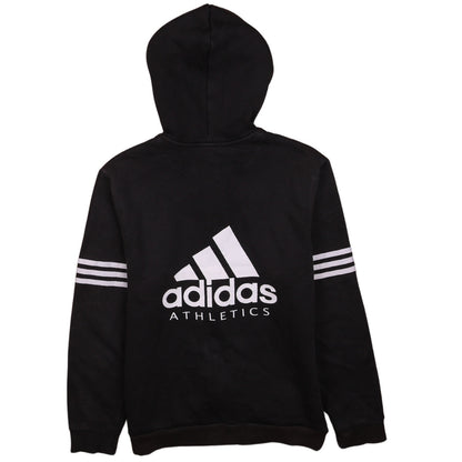 Adidas Boys Black Full Zip Hoodie 13-14 Years Sportswear Logo Print