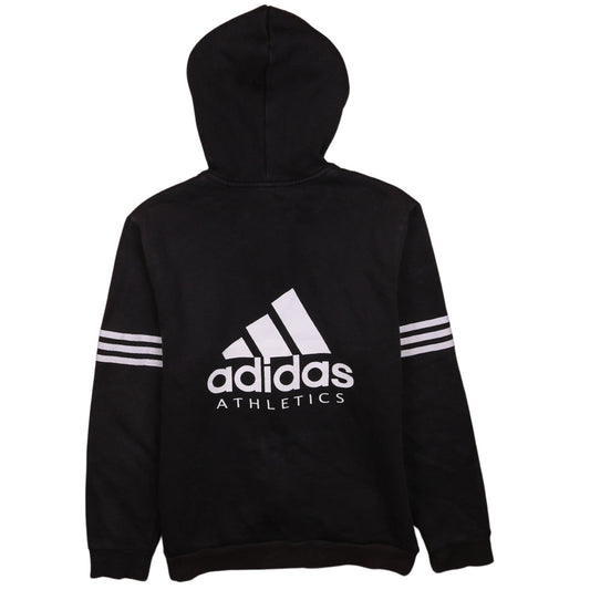 Adidas Boys Black Full Zip Hoodie 13-14 Years Sportswear Logo Print