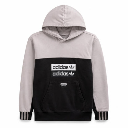 Adidas Boys Black & Grey Pullover Hoodie 13-14 Years Colourblock Logo