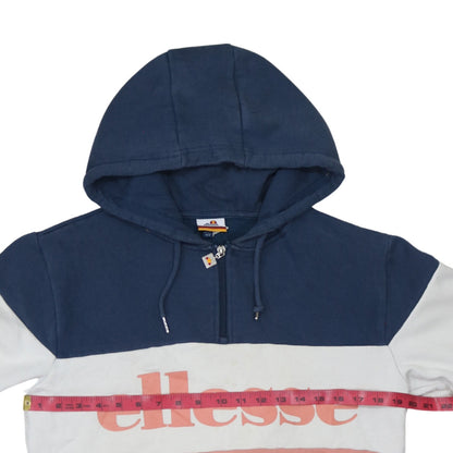 Ellesse Men's Blue White Pink 1/4 Zip Hoodie Size S Retro Style