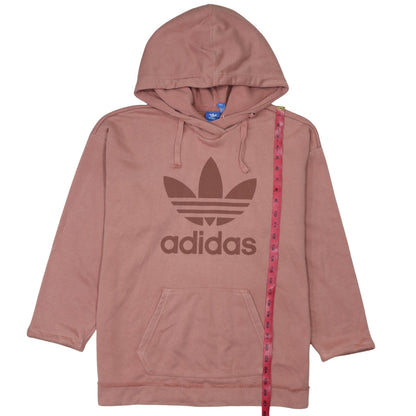 Adidas Womens Pink Hooded Pullover Hoodie Size 10 Cotton Logo Print
