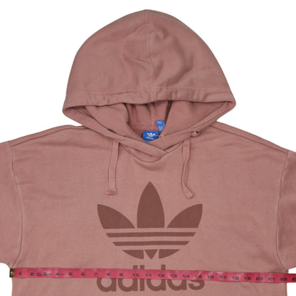 Adidas Womens Pink Hooded Pullover Hoodie Size 10 Cotton Logo Print