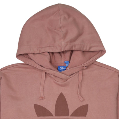 Adidas Womens Pink Hooded Pullover Hoodie Size 10 Cotton Logo Print
