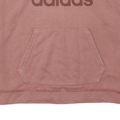 Adidas Womens Pink Hooded Pullover Hoodie Size 10 Cotton Logo Print