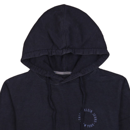 Calvin Klein Jeans Mens Blue Pullover Hoodie Size S Logo Fleece
