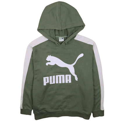 Puma Women's Green White Pullover Hoodie Size 12 Logo Print
