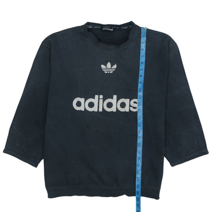 Adidas Men's Black 3/4 Sleeve Crew Neck Vintage Logo Sweatshirt L