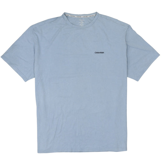 Calvin Klein Men's Blue Cotton Crew Neck Logo T-Shirt Size L