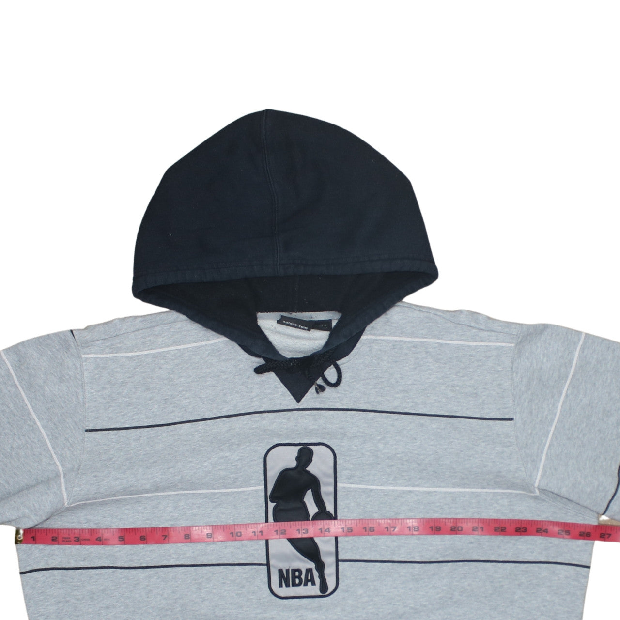 Adidas Men's Grey Striped NBA Pullover Hoodie Size L